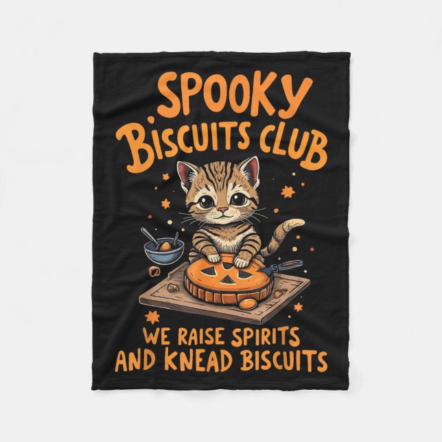 Soky Biscuits Club Cat Funny Halloween Baking  Fleece Blanket (Front)