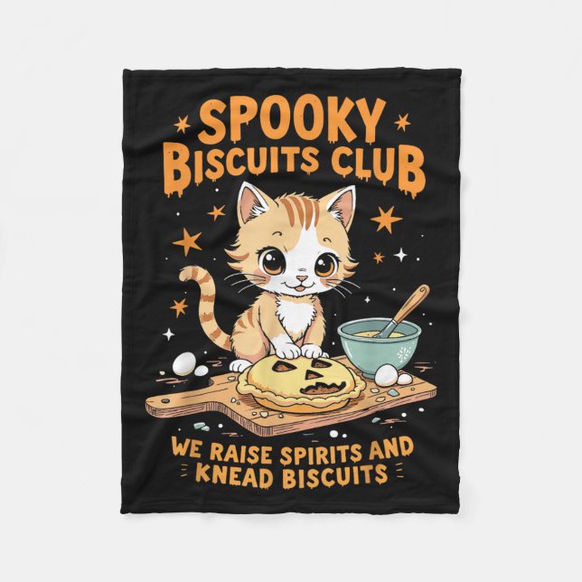 Soky Biscuits Club Cat Funny Halloween Baking  Fleece Blanket (Front)