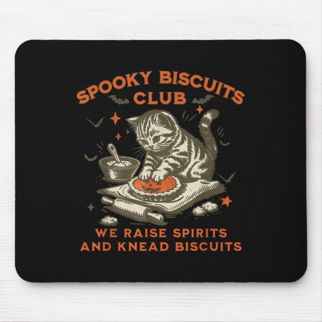Soky Biscuits Club Cat, Funny Halloween Baking  Mouse Pad (Front)