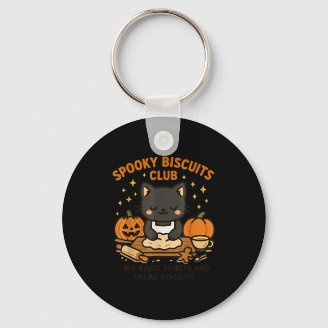 Soky Biscuits Club Cat Funny Halloween Baking Tee  Keychain (Front)