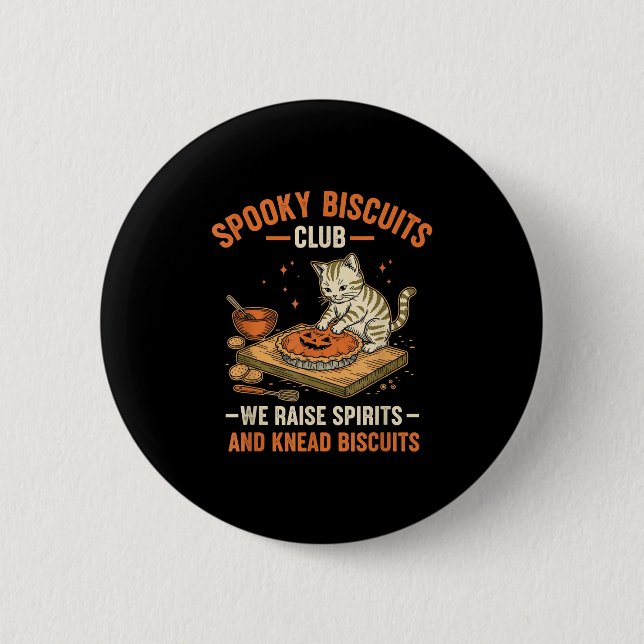 Soky Biscuits Club Funny Halloween Cat Baking  Button (Front)