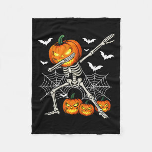Soky Dabbing Pumpkin Head Skeleton Halloween Skele Fleece Blanket