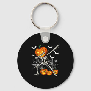 Soky Dabbing Pumpkin Head Skeleton Halloween Skele Keychain