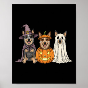 Soky Ghost Blue Heeler Pumpkin Halloween Dog Lover Poster