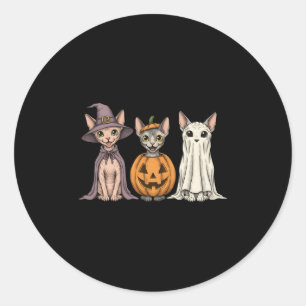 Soky Ghost Sphynx Cat Lover Pumpkin Halloween Long Classic Round Sticker