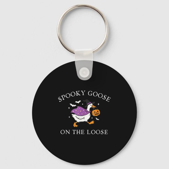Soky Goose On The Loose Funny Silly Goose Hallowee Keychain (Front)