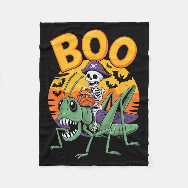 Soky Grhopper Costume On Boo Grhopper Halloween  Fleece Blanket (Front)