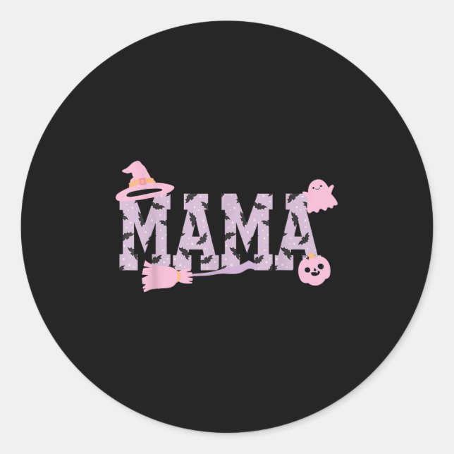 Soky Halloween Mama Varsity Mom Pastel Nk Pumpkin  Classic Round Sticker (Front)