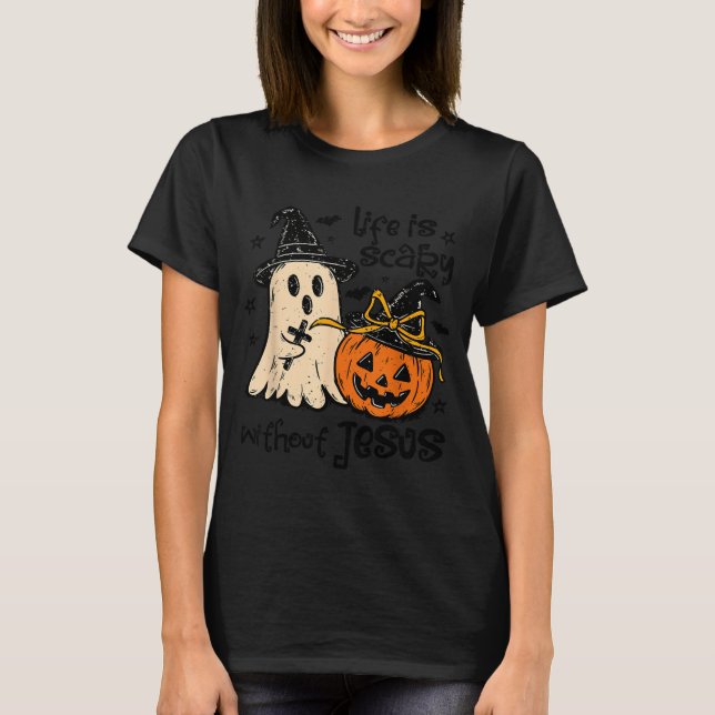 Soky Life Is Y Without Jesus Christian Halloween  T-Shirt (Front)
