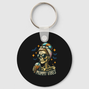 Soky Mummy Skeleton Coffee Vibes Halloween Mom Pro Keychain