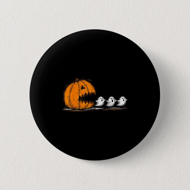 Soky Pumpkin Chasing Cute Ghosts Halloween Parade  Button (Front)