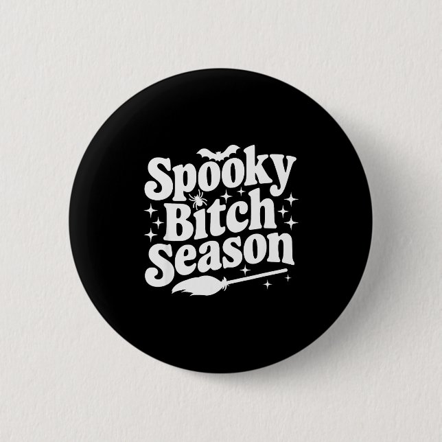 Soky Season Retro Halloween Witch Quote Saying Gif Button (Front)