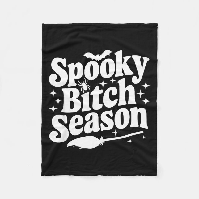 Soky Season Retro Halloween Witch Quote Saying Gif Fleece Blanket (Front)