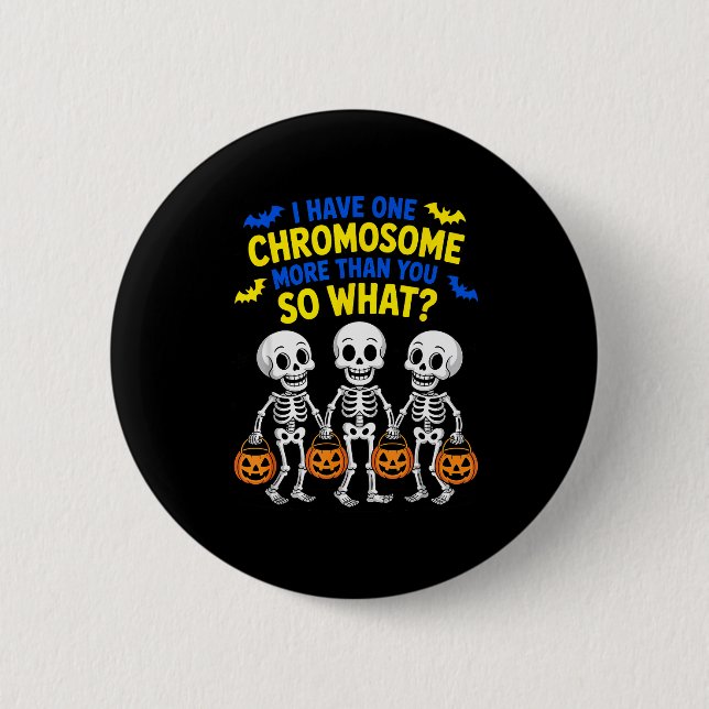 Soky Skeleton Down Syndrome Awareness Extra Chromo Button (Front)