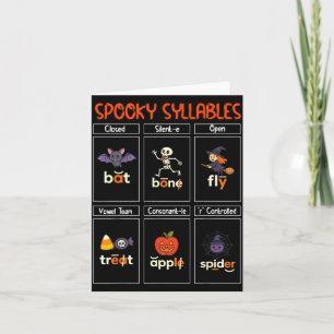 Soky Syllables Halloween Teacher Educational Phoni Card