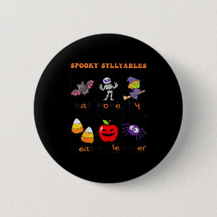 Soky Syllables Teacher Funny Halloween Educational Button