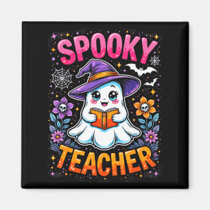 Soky Teacher Cute Ghost Reading Book Funny Hallo Magnet