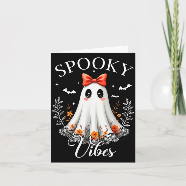 Soky Vibes Ghost Retro Groovy Halloween Women Girl Card (Front)