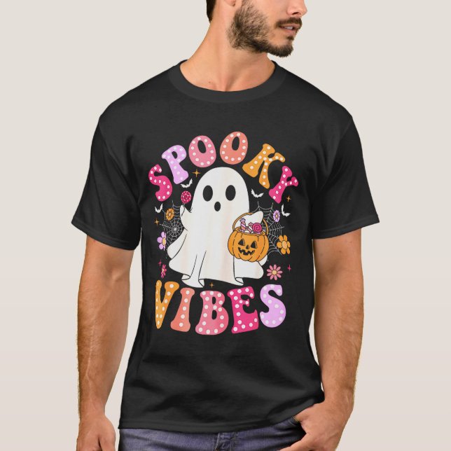 Soky Vibes Ghost Retro Groovy Halloween Women Girl T-Shirt (Front)