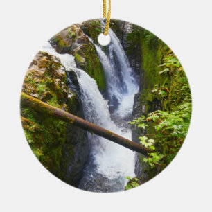 Sol Duc Falls I at Olympic National Park Ceramic Ornament