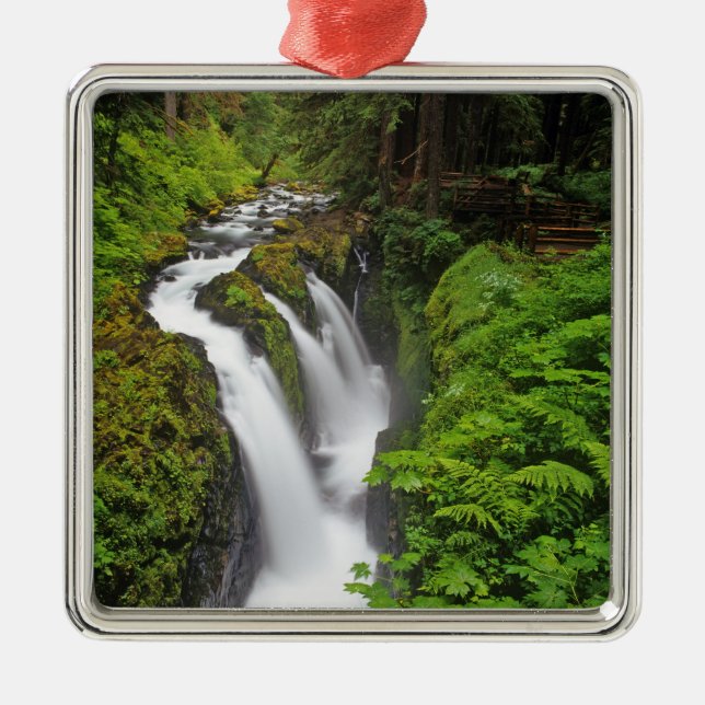 Sol Duc Falls in Olympic National Park in Metal Ornament (Front)