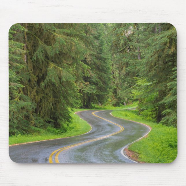 Sol Duc River Road through forest Mouse Pad (Front)
