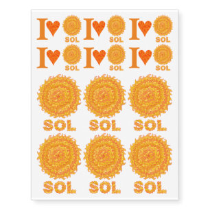 Sol The Sun Space Geek Yellow And Orange Star Temporary Tattoos