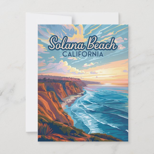 Solana Beach California San Diego Vintage Card (Front)