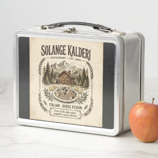 Solange Kalderi Restaurant Front Logo & Back Menu  Metal Lunch Box