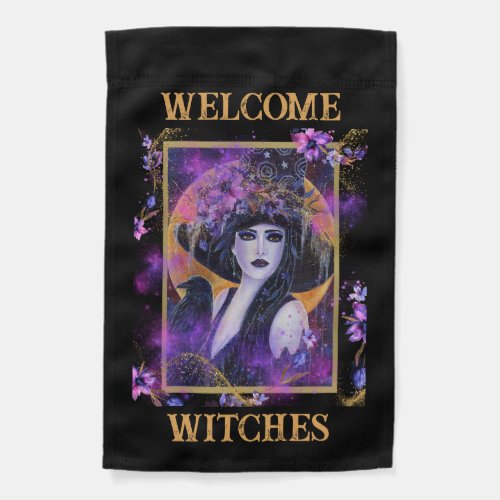 Solania Halloween Witch with Raven By Renee L Garden Flag