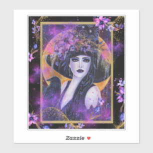 Solania Halloween Witch with Raven By Renee L Sticker