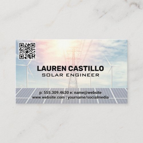 Solar and Wind Energy  QR Scan Code Business Card