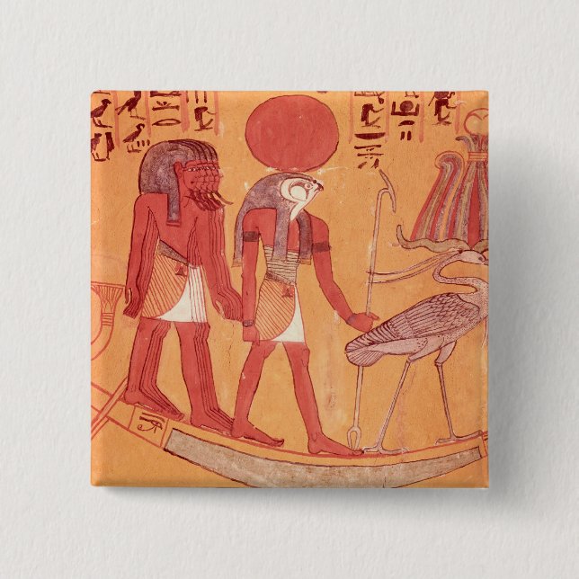 Solar barque with Re-Horakhty Pinback Button (Front)