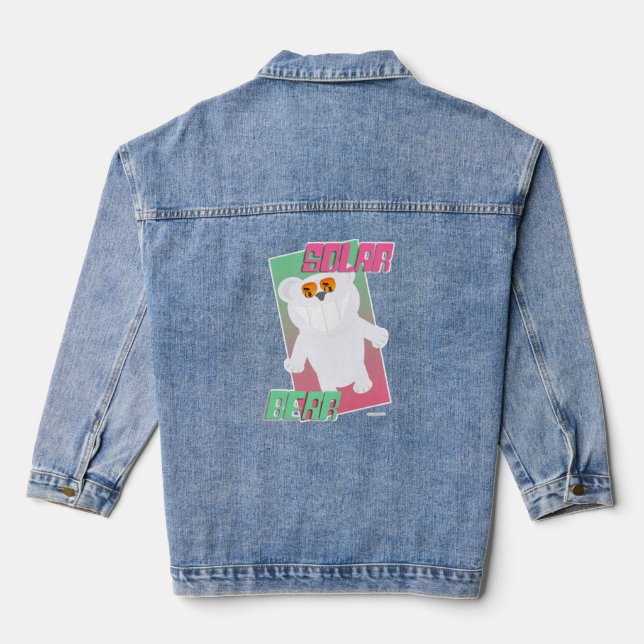 Solar Bear Funny Polar Beach Art Cartoon Denim Jacket (Back)
