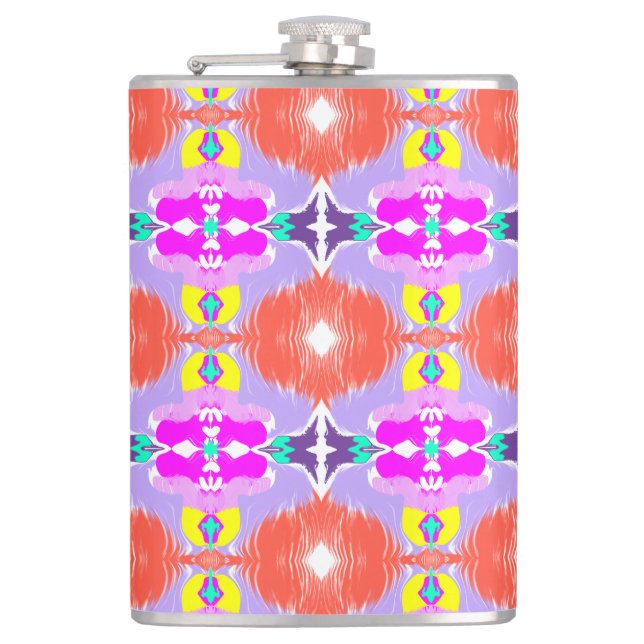Solar Bloom Kaleidoscope Throw Pillow Flask (Front)