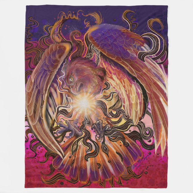 Solar Burst Hawk Fleece Blanket (Front)