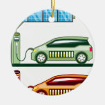 Solar Charging Station Electric Vehicle Ceramic Ornament at Zazzle