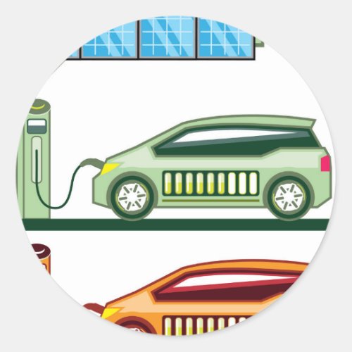 Solar Charging Station Electric Vehicle Classic Round Sticker