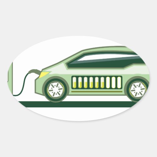 Solar Charging Station Electric Vehicle Oval Sticker