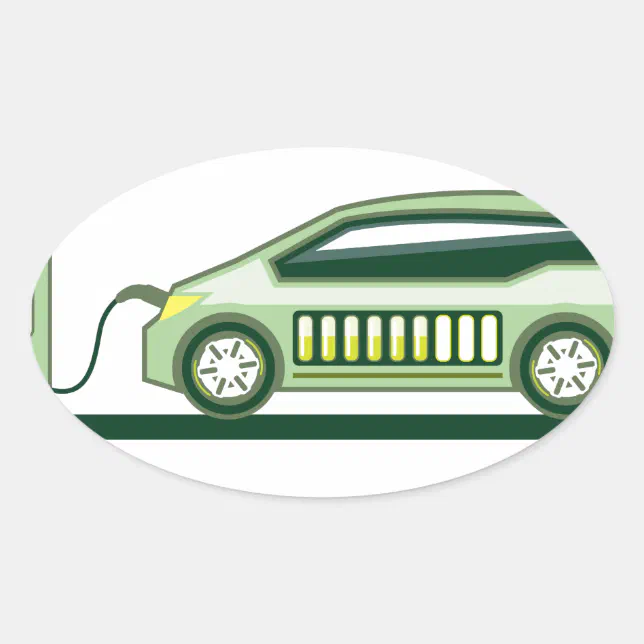 Sticker Car Solar Solar Charging Station Electric Vehicle Oval Sticker | Zazzle