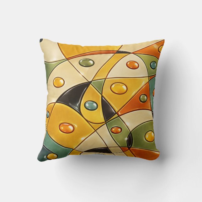 Solar Crest Mosaic Throw Pillow (Back)