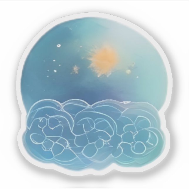 Solar Drift Above Azure Bloom Sticker (Front)