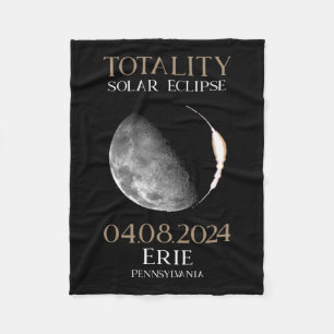 Solar Eclipse 2024 04.08.24 Erie Pennsylvania Fleece Blanket