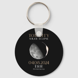 Solar Eclipse 2024 04.08.24 Erie Pennsylvania Keychain