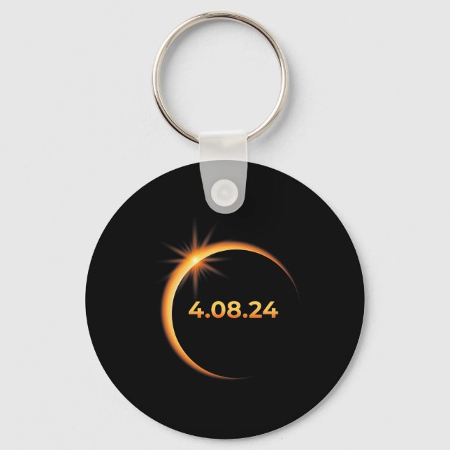 Solar Eclipse 2024 America Totality 04 08 24 Sprin Keychain (Front)