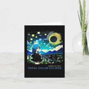 Solar Eclipse 2024 Anime Style Art  Card