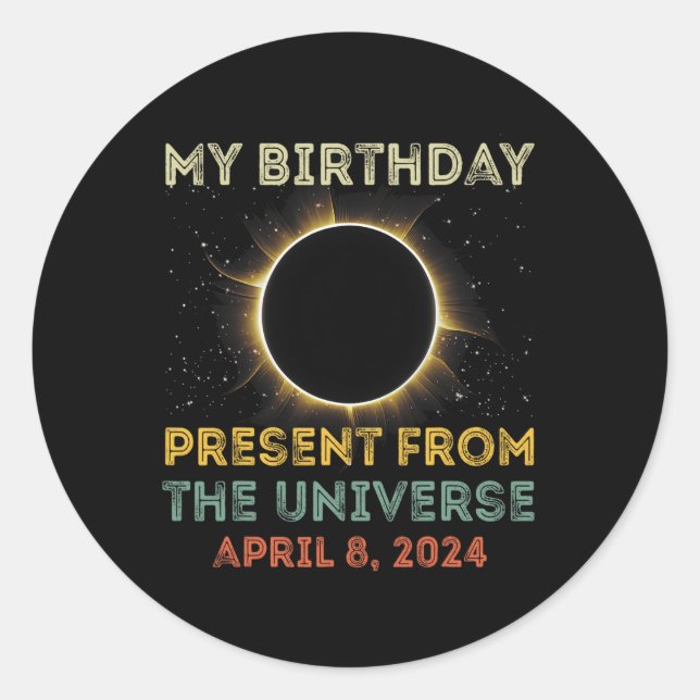 Solar Eclipse 2024 Birthday Present 4.8.24 Totalit Classic Round Sticker (Front)