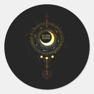 Solar Eclipse 2024 Boho Sun Moon Path Total Lunar Classic Round Sticker