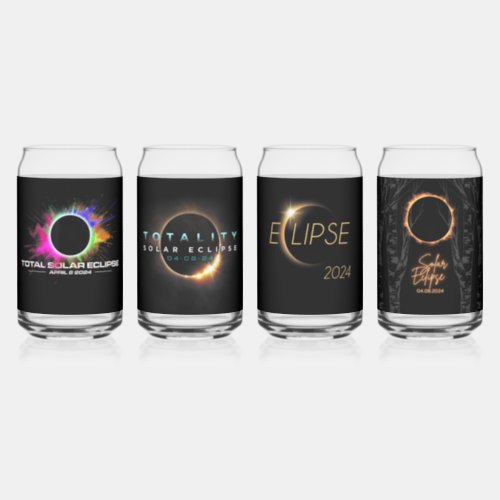 Solar Eclipse 2024 Can Glasses Set of 4