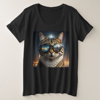 Solar Eclipse,2024 Cat Wearing Solar Eclips Glasse Plus Size T-Shirt